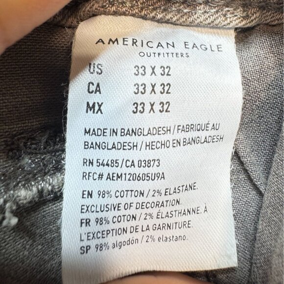 American Eagle Men Airflex+ Slim Jeans Size 33x32 Gray Distressed Casual Classic - Picture 3 of 10